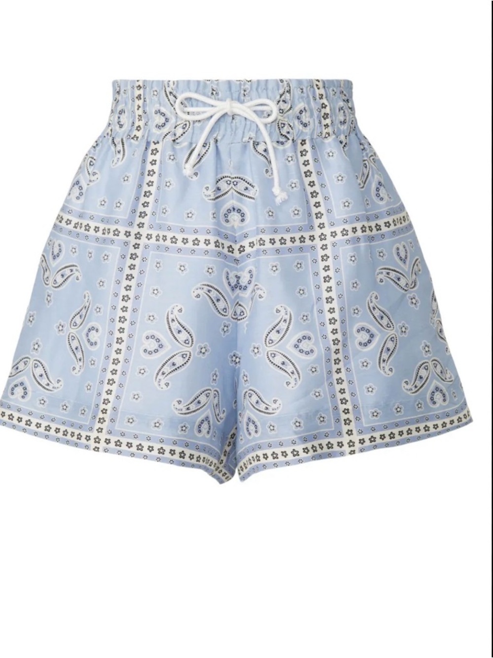 Sandro Light Blue Paisley High-Waist Shorts